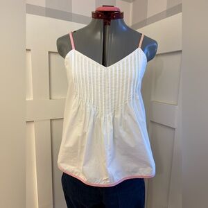 Funky White Camisole with Pink Straps Size Large